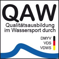 Logo von QAW. QWualitätsausbildung im Wassersport.